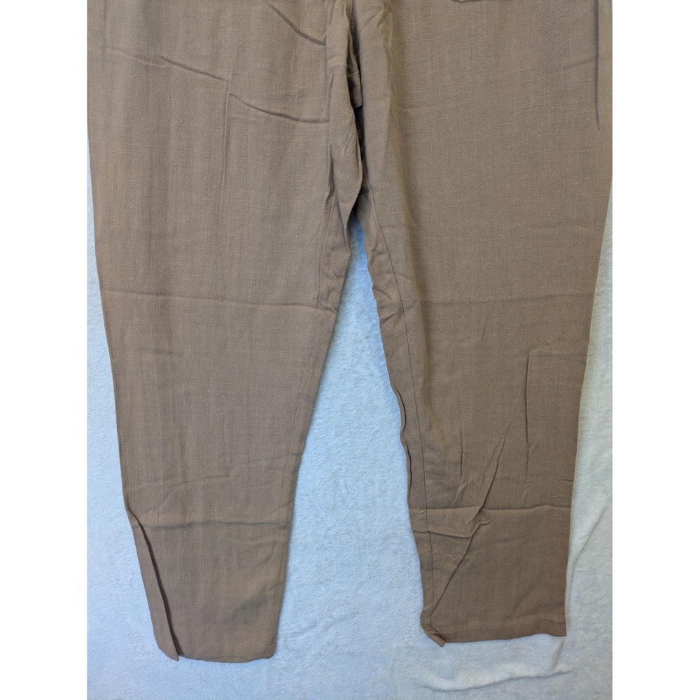 NEW Be Cool Pants Women's Large Tan Linen Blend High Rise Relaxed - Picture 3 of 9